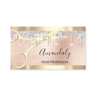 Hairdresser Coiffeur Gold Scissors Silver Drips