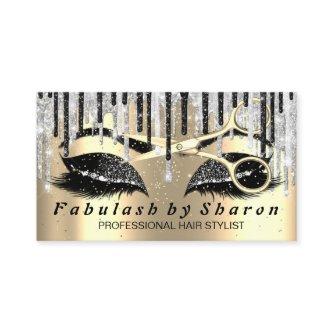 Hairdresser Makeup Eyelash Gold Scissors Gray Drip