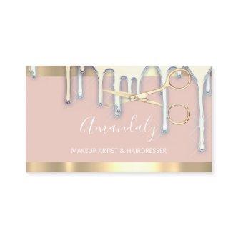 Hairdresser Scissors Makeup Artist Pink 3D Drips