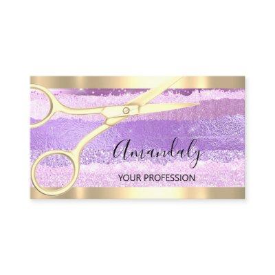 Hairdresser Stylist Coiffeur  Scissors Gold Purple