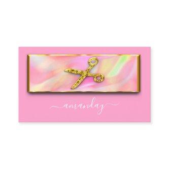 Hairdresser Stylist Scissors Holograph 3D Pink