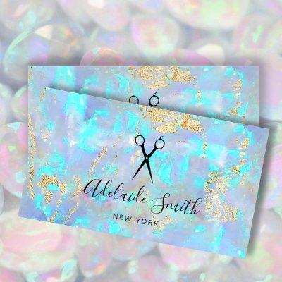 hairstylist scissors on FAUX iridescent opal
