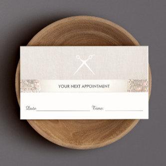Hairstylist Scissors Sequin Salon Appointment Card