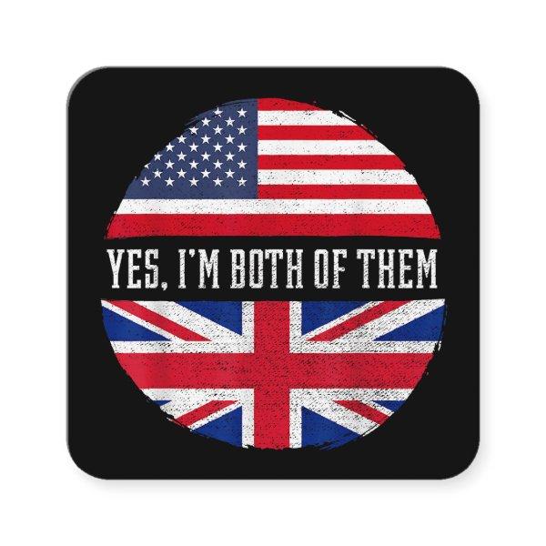 Half American Half British USA Flag United Kingdom Square