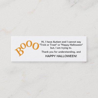 Halloween Autism Trick or Treat Cards Boo