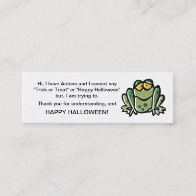 Halloween Autism Trick or Treat Cards Frog