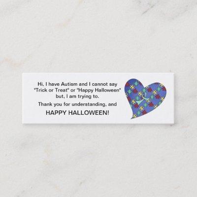 Halloween Autism Trick or Treat Cards Heart