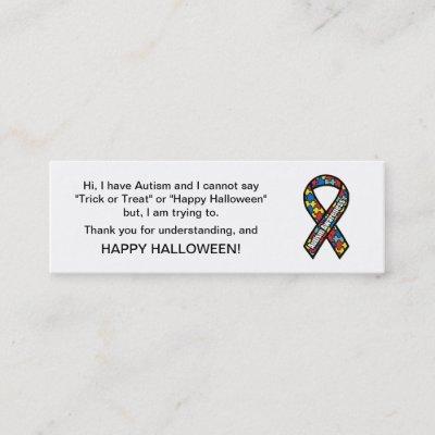 Halloween Autism Trick or Treat Cards Ribbon