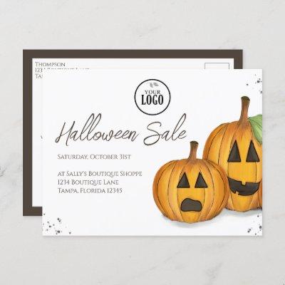 Halloween Business Promotional Pumpkins QR Code  Postcard