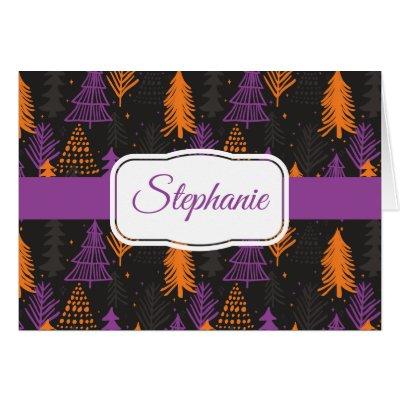 Halloween Evergreen Trees Pattern Note Cards