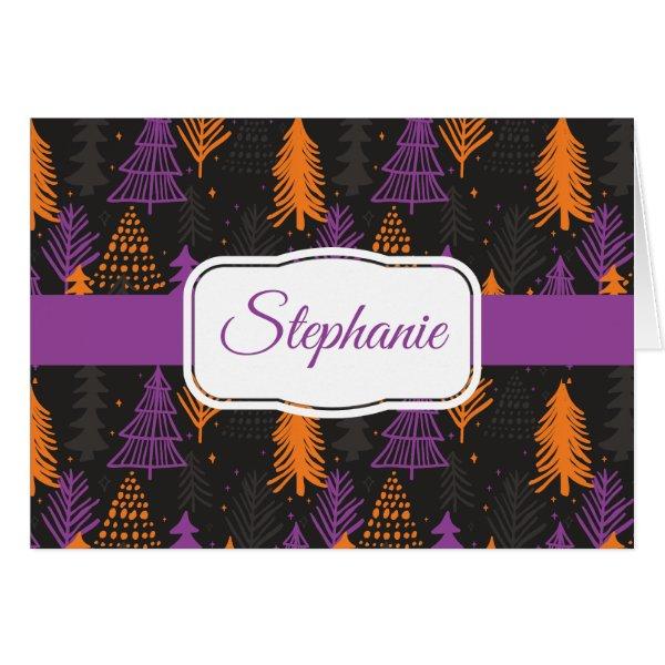 Halloween Evergreen Trees Pattern Note Cards