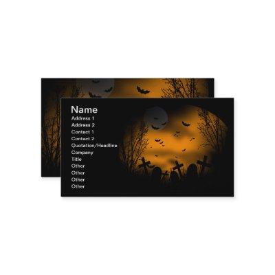 Halloween Graveyard with Bats and Tombstones