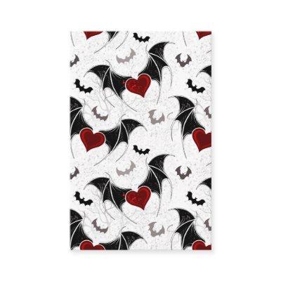 Halloween heart with black bat wings
