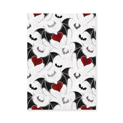 Halloween heart with black bat wings calling card