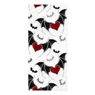 Halloween heart with black bat wings rack card