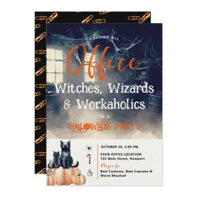 Halloween Office Party Business Corporate Cats Invitation