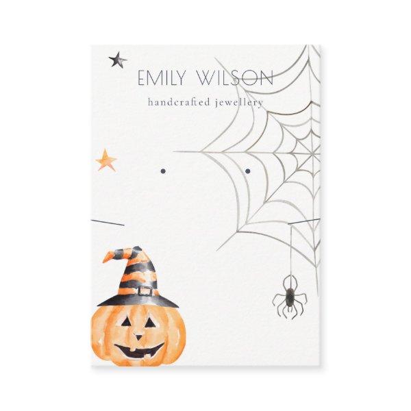 Halloween Pumpkin Spider Earring Necklace Display