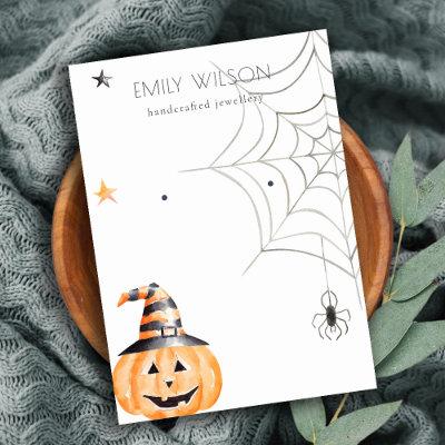 Halloween Pumpkin Spider Stud Earring Display