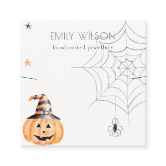 Halloween Pumpkin Spider Web Band Necklace Display Square