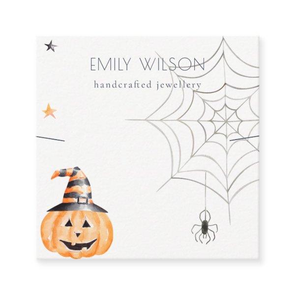 Halloween Pumpkin Spider Web Band Necklace Display Square