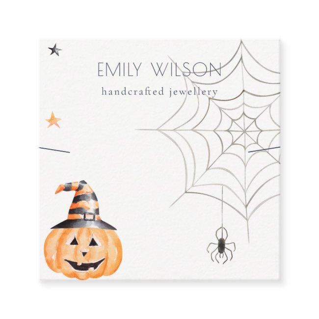 Halloween Pumpkin Spider Web Band Necklace Display Square
