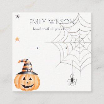 Halloween Pumpkin Spider Web Stud Earring Display Square