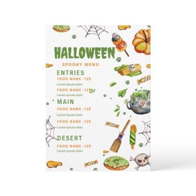 Halloween Restaurant Menu, Editable Halloween Menu