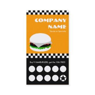hamburger checkers punchcard loyalty card