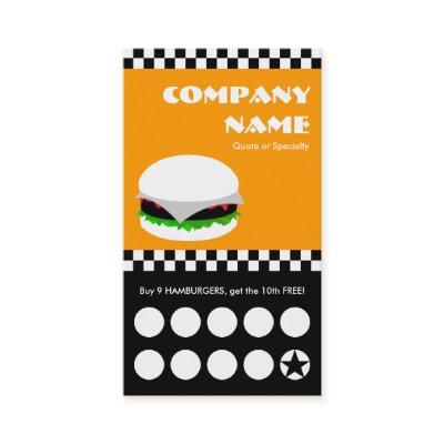 hamburger checkers punchcard loyalty card