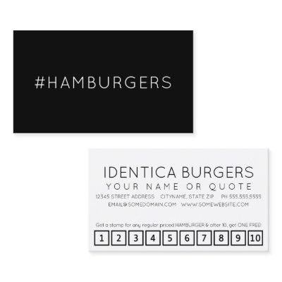 #HAMBURGERS hashtag loyalty punch card