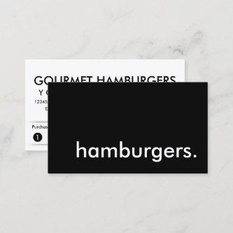 hamburgers. loyalty punch card