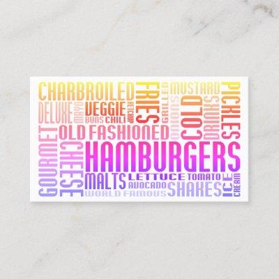 hamburgers word web loyalty card