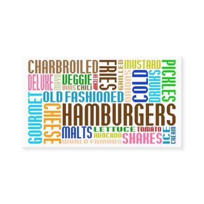 hamburgers word web loyalty card