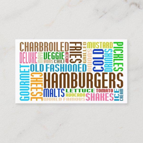 hamburgers word web loyalty card