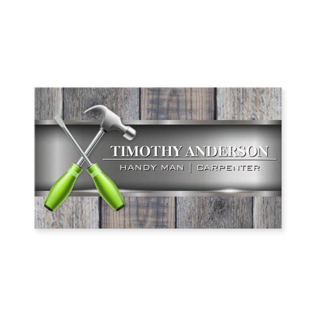 Hammer Screwdriver Logo | Wood | Metal