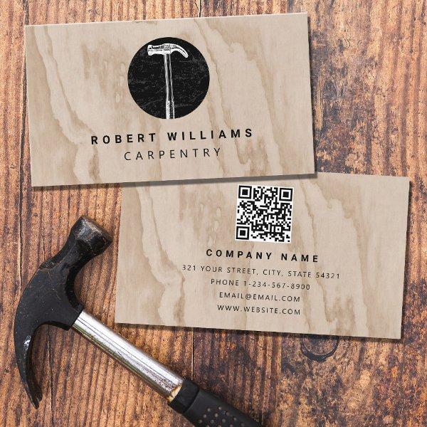 Hammer Wooden Carpenter Construction QR Code