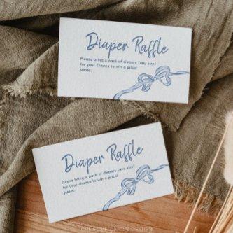 Hand Drawn Blue Bow Boy Baby Shower Diaper Raffle