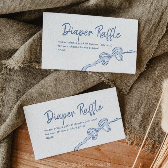 Hand Drawn Blue Bow Boy Baby Shower Diaper Raffle