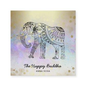 *~* Hand Drawn Gold Yoga Elephant Pattern Buddha Square