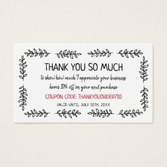 Hand-Drawn Greenery Coupon Code Small Business