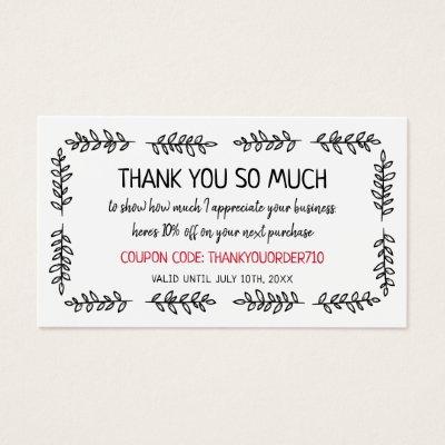 Hand-Drawn Greenery Coupon Code Small Business