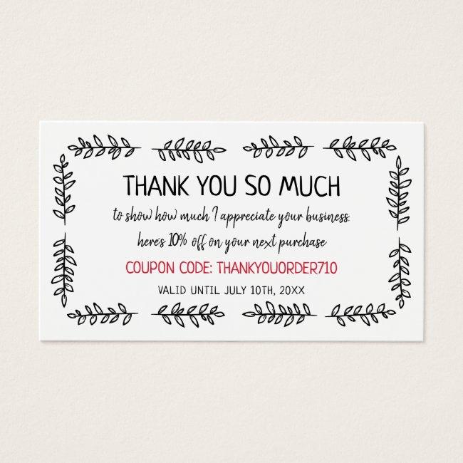 Hand-Drawn Greenery Coupon Code Small Business