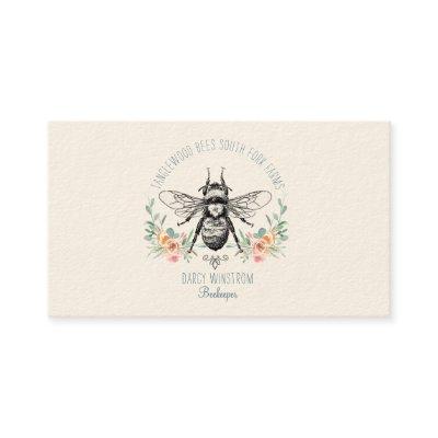 Hand Drawn Honey Bee Beekeeper Apiary Floral