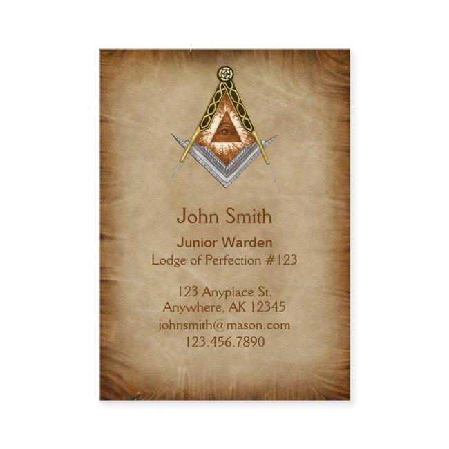 Hand Drawn Square and Compass With All Seeing Eye