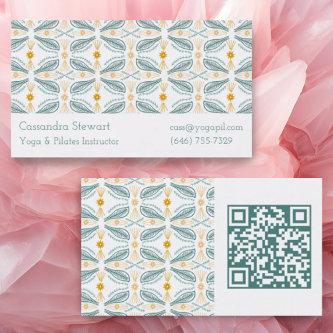 Hand Drawn Tile Pattern Design QR Code Custom