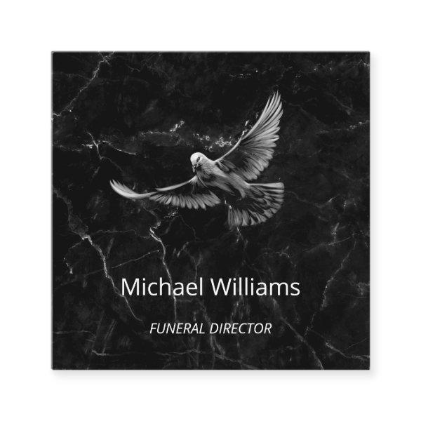 Hand Drawn White Dove Black Marble