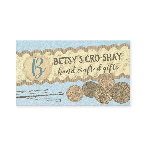 Hand drawn yarn crochet hooks shabby chic