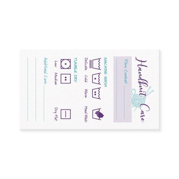 Hand Knit Care Card Washing Instructions