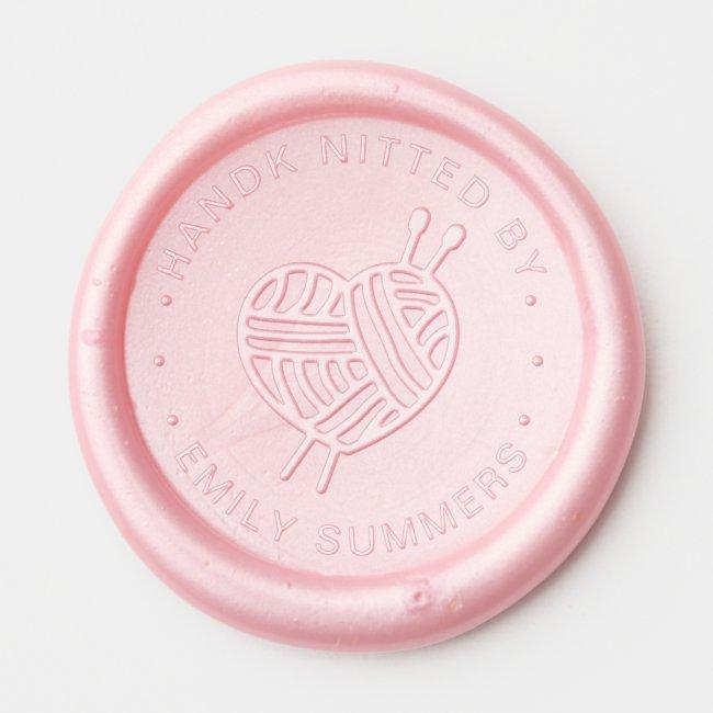 Hand Knitted With Love By Custom Name Wax Seal Sticker