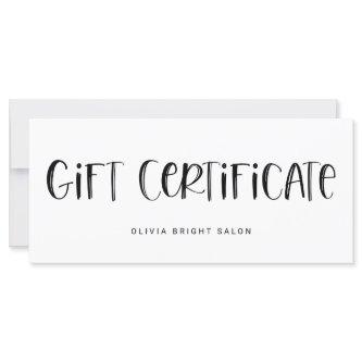 Hand Lettered Font Black White | Gift Certificate